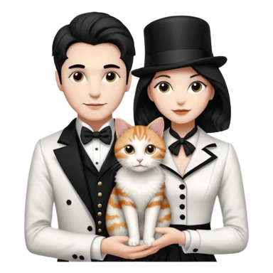 I'llmagician couple and their pet cat sticker