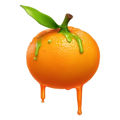 Open tangerine with with paint dripping down sticker
