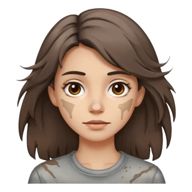 very dirty looking homeless woman very very dirty and smelly looking face only, not old with grey smudges everywhere and messy hair and lots of stains on face ugly,  sticker