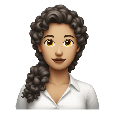 mysterious woman in white shirt and curly hair sticker