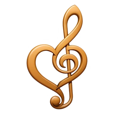 tan heart with treble clef in middle sticker