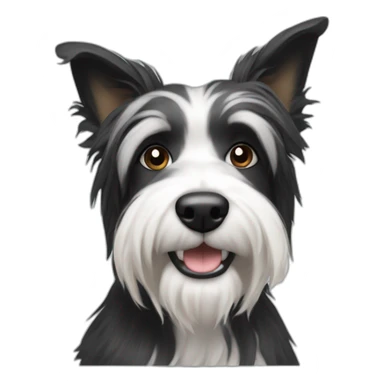 black and white long haired terrier with pointy ears sticker