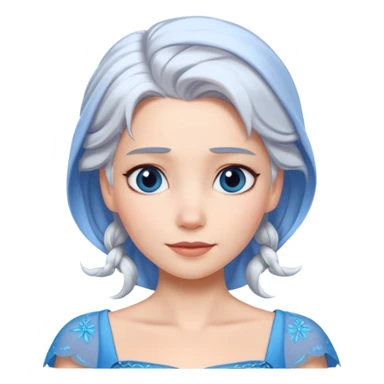 Эльза холодное сердце белые волосы голубое платье  sticker