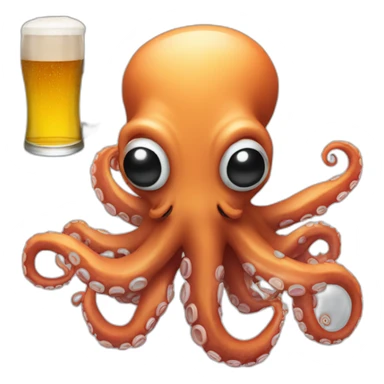 Octopus with a gun and a beer sticker