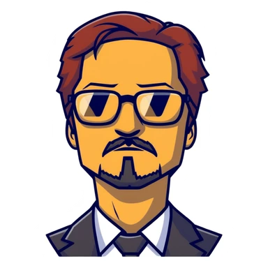 Tony Stark with stylish glasses, goatee beard sticker