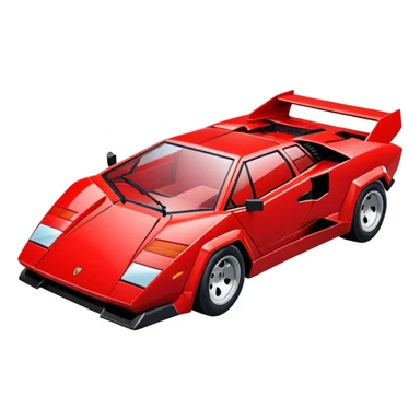Simplified red Lamborghini Countach sports car, basic geometric shapes, minimal styling sticker