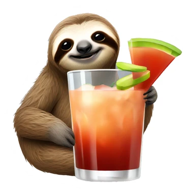 Sloth drinking a Bloody Mary sticker