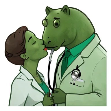 Doctor kissing his wife sticker