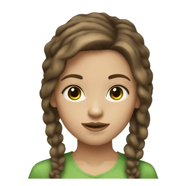 a very light skin girl with  brown  hair and green brown eyes  sticker