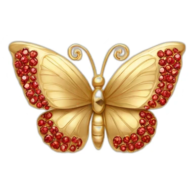 gold butterfly jewel with red heart diamonds sticker