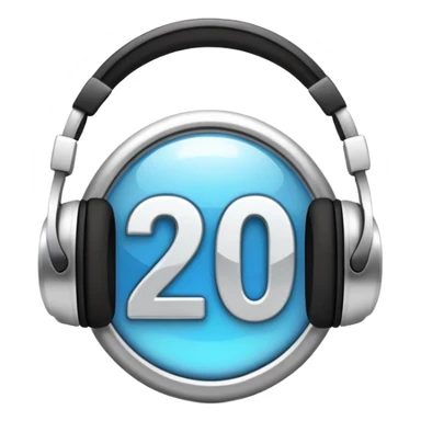 Music playlist badge with large "2010" number in the center, with headphones sticker