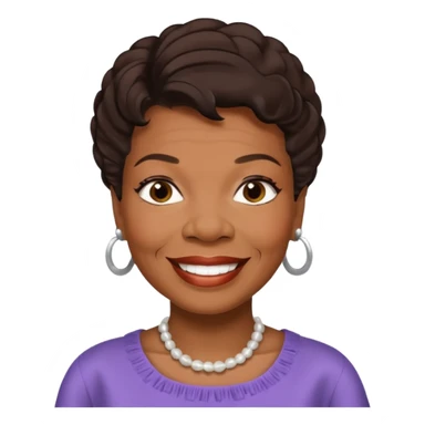 Maya Angelou with dark brown hair sticker