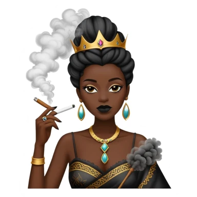 Black queen puffing weed with smoke sticker