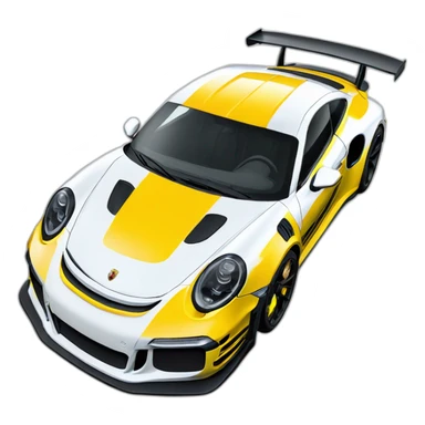 Porsche GT3 RS jaune et blanc  sticker