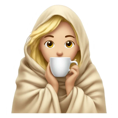 girl inside a blanket sipping coffee eyes closed blonde sticker