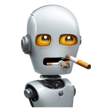 a robot with a cigarette in its mouth sticker