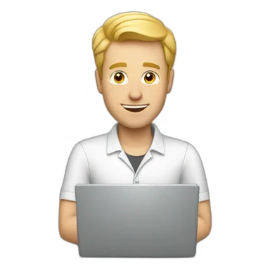 white man working with laptop sticker