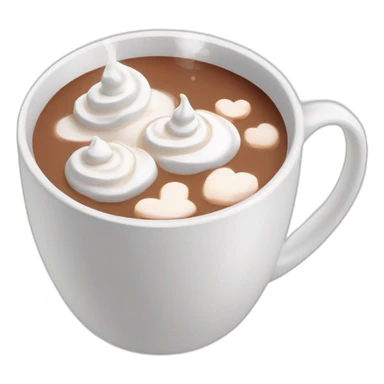 white mug of hot chocolate with marshmallows and whipped cream sticker