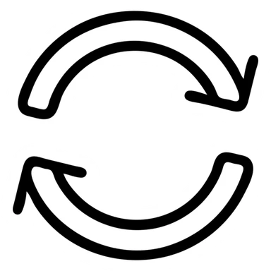 refresh icon with two arrows in a circle, anticlockwise direction, outline icon style sticker