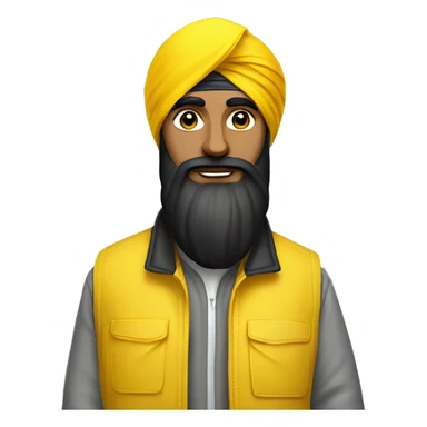Tall Sikh man with black turban wearing yellow reflective jacket sticker