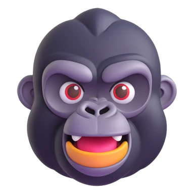 gorilla head, 3D emoji style, soft shading, lively and expressive, suitable for app icon sticker