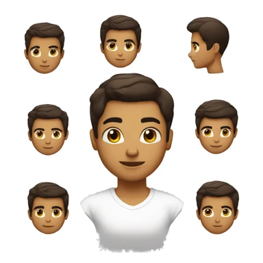 garcon paux BLANC cheveux lisse noir / brun yeux marrons cheveux cours qui son vers l'avant . sticker