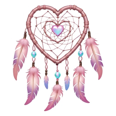 Iridescent pastel pink heart-shaped rosy dreamcatcher sticker