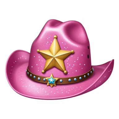 pink glittery cowgirl hat whit sherif star sticker