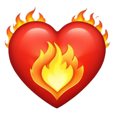 red heart, fire inside heart sticker
