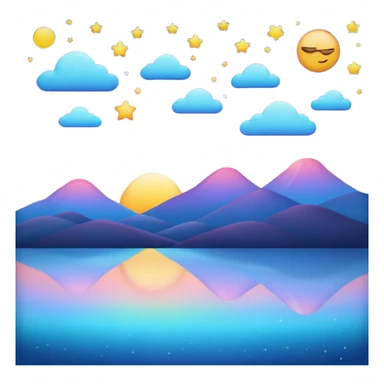 emoji blending sunrise and night sky, no text sticker
