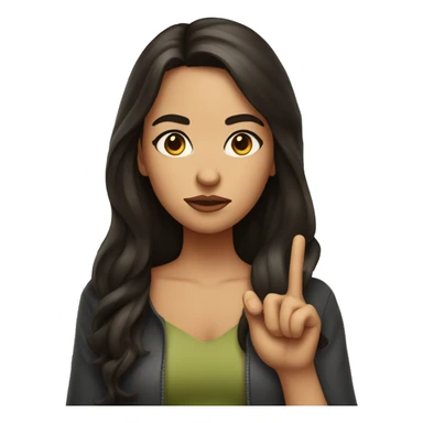 brunette girl pouting and putting two fingers up in a peace sign sticker