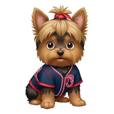 yorkie in braves outfit sticker