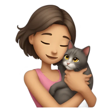 A girl hugging a cat sticker