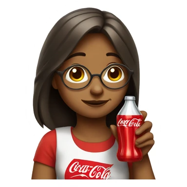 tired girl with laptop drinking coca-cola sticker