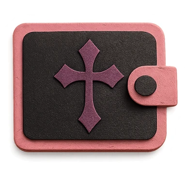 pink and black gothic wallet, layered paper textures, handmade look, soft shadows sticker