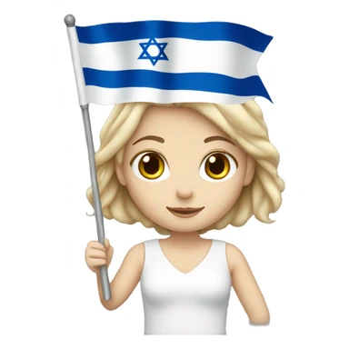 White girl holding Israel flag sticker