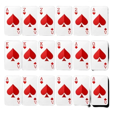 Minimalistic flat vector icon, iOS style, thin black contour on white background. Deck of abstract cards fanned out, each with simple symbols. Clean, no text, no shadows sticker