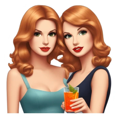 Lana del Rey & Taylor swift drinking aperol spritzz sticker