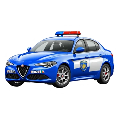 crea auto di servzio alfa romeo giulia tutta blu con la scritta sul lato polizia penitenziaria  sticker