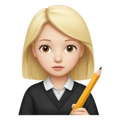 Blonde girl studyng sticker