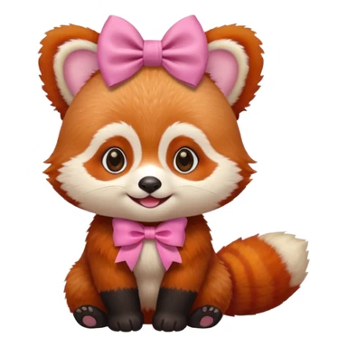 baby Red panda wearing a pink bow sticker