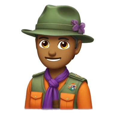 pañuelo scout verde, naranja y violeta sticker
