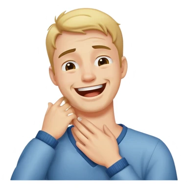 guy holding his neck laughing crying sticker