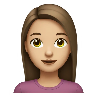 Girl with long, straight brown hair, green eyes, light skin. sticker