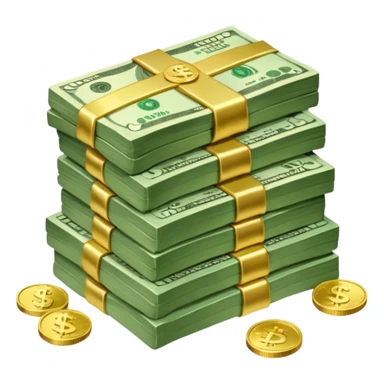 a lot of money and a small amount of money sticker