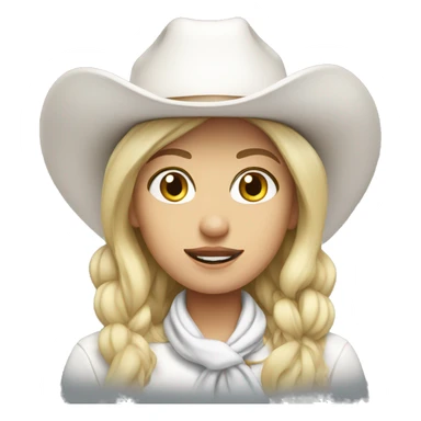 blonde cowgirl with a white hat and white scarf sticker