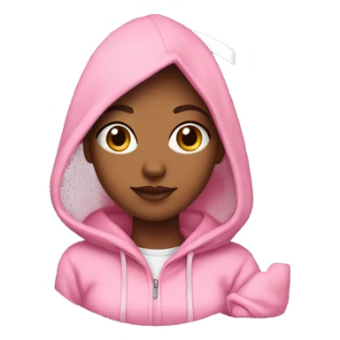 girl wearing pink hoodie with hoop earrings and pink phone case sticker