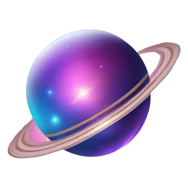 sparkly glittery blue purple and pink glitter planet with white saturn ring sticker