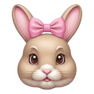 Real beige bunny with a pink bow sticker