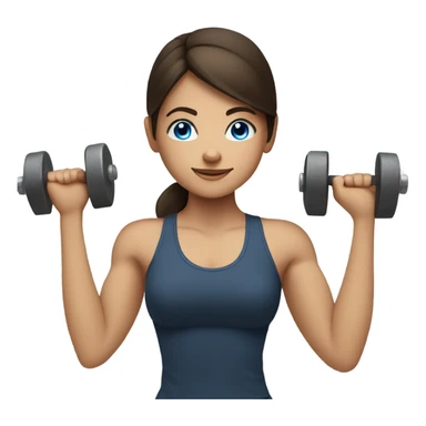 brunette girl with blue eyes lifting weights sticker